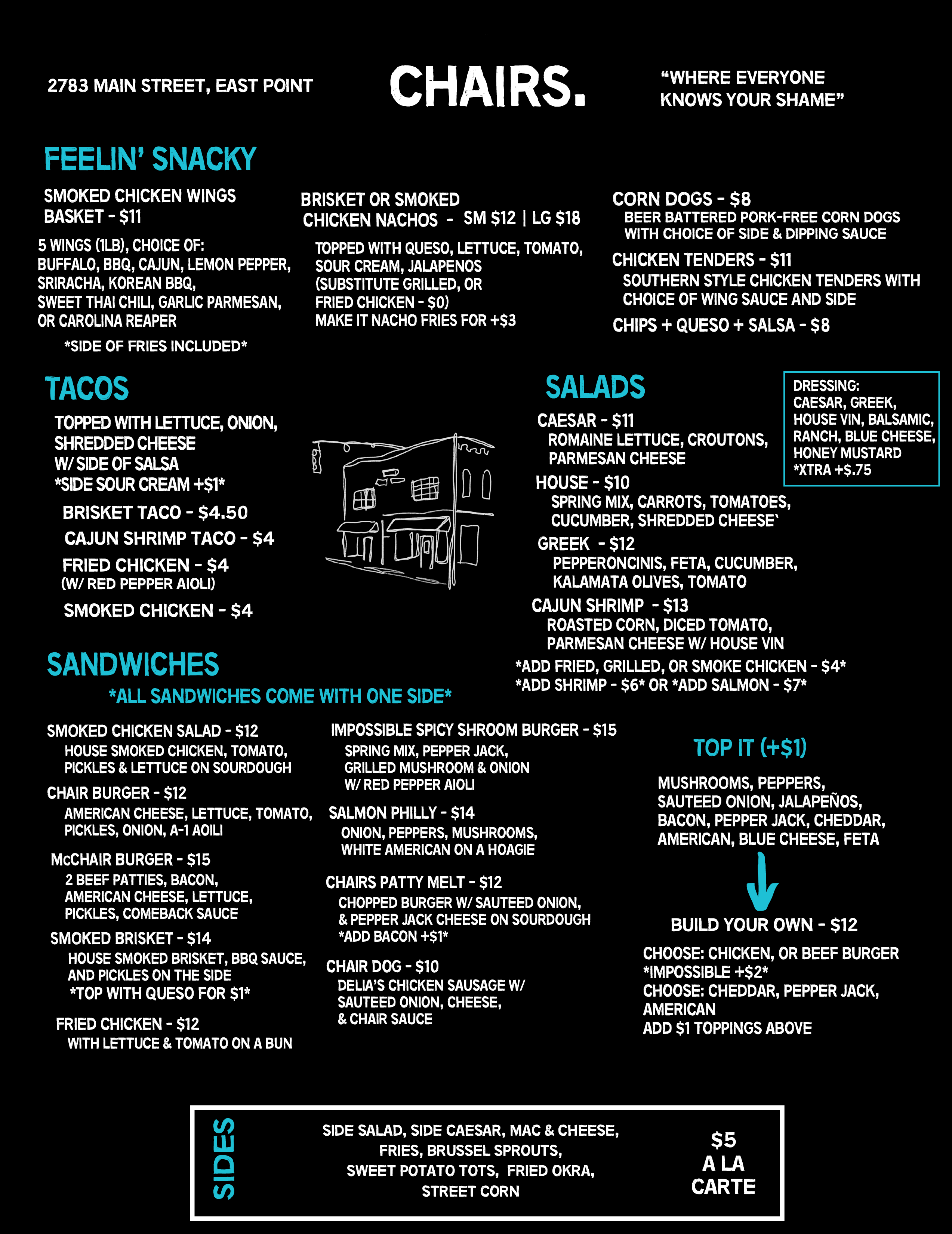 Chairs Food Menu